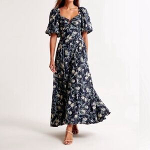 Abercrombie Floral Navy Blue Maxi Dress
